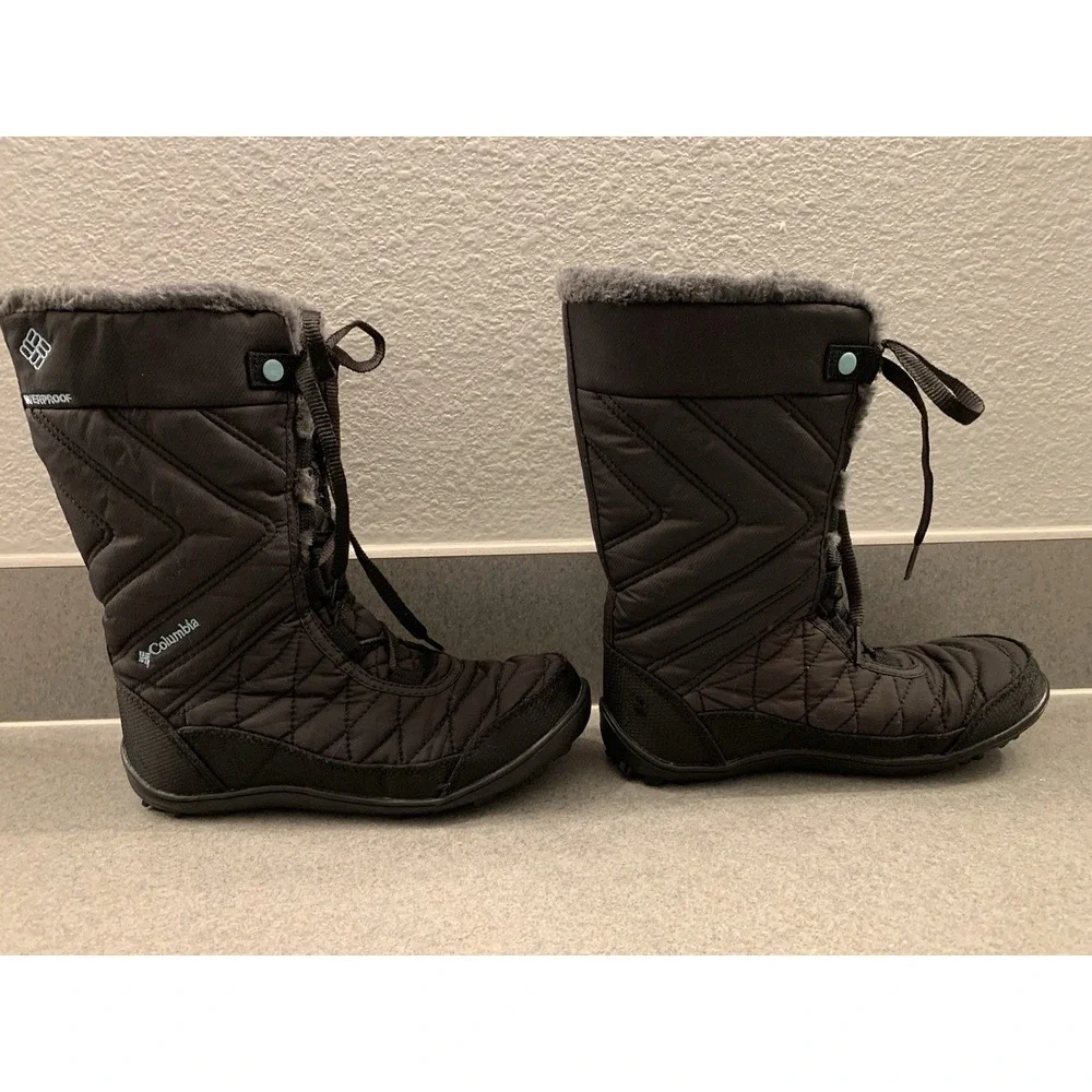 Columbia Minx Mid III Waterpoof Omni-Heat Winter Boots Black Girls Youth Size 4‎